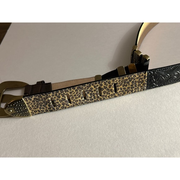 Chicos genuine leather belt 79984 Leopard Print Embossed Leather and Brass NWT - Picture 8 of 10